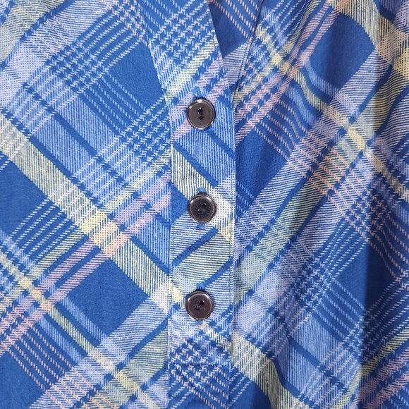 J Jill Sleeveless Midi Dress Womens Small Plaid Buttons Pockets Blue Yellow - Picture 9 of 14